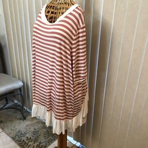 Oddy dusty rose and cream striped top